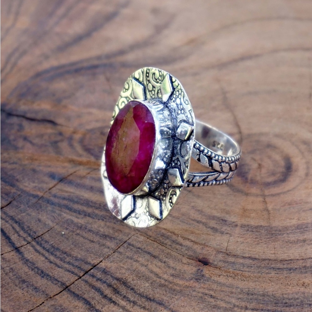 Ruby silver overlay ring - Picture 3 of 4